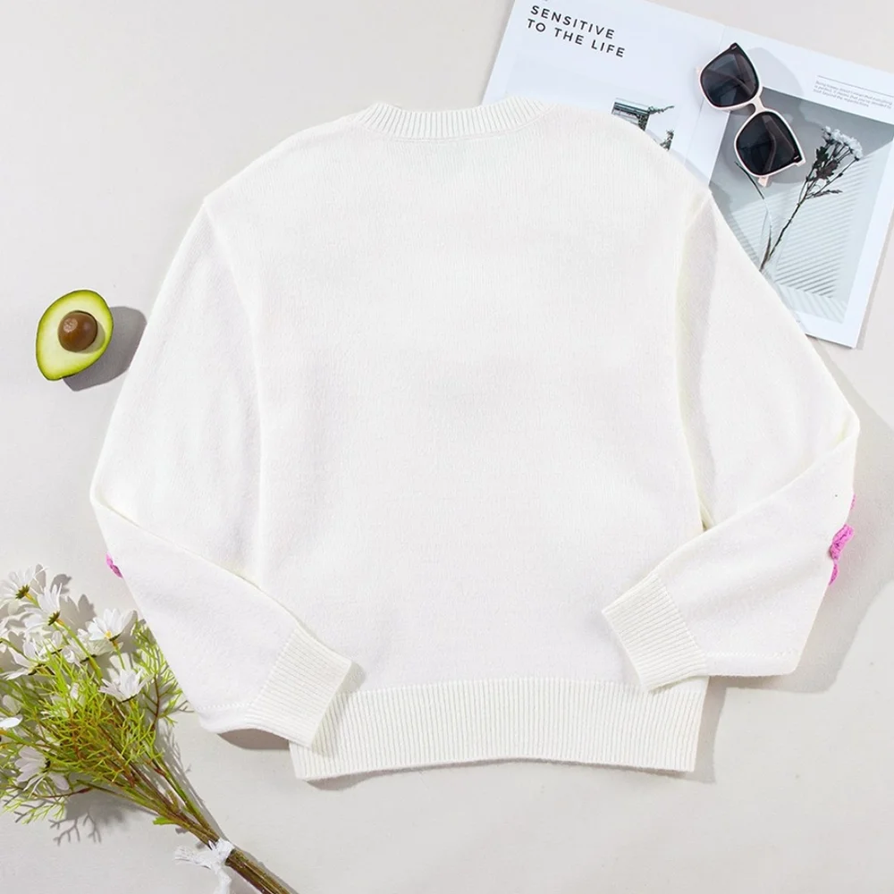 Petal Path Knit Sweater - Pink